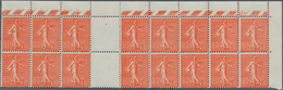 Frankreich: 1925, 80c. Red "Semeuse Lignee", Block Of Four And Gutter Block Of 16, Unmounted Mint. M - Otros & Sin Clasificación
