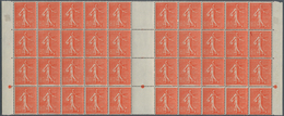 Frankreich: 1925, Semeuse Lignee, 80c. Red, Gutter Block Of 40 Stamps, Unmounted Mint. Maury 203 (40 - Autres & Non Classés