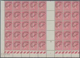 Frankreich: 1926, PREOBLITERES, 65c. Semeuse Lignee, Two (folded) Gutter Blocks Of 40 Stamps Each (= - Autres & Non Classés