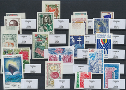 Frankreich: 1941/1980, IMPERFORATE STAMPS (NON DENTELE), Lot Of 107 U/m Stamps, Neatly Sorted On Sto - Autres & Non Classés