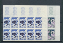 Frankreich: 1962, Ski World Championship Chamonix, Both Values In IMPERFORATE Marginal Block Of Four - Autres & Non Classés