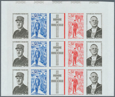 Frankreich: 1971, Death Anniversary Of General De Gaulle, Lot Of 24 IMPERFORATE Se-tenant Strips Of - Autres & Non Classés