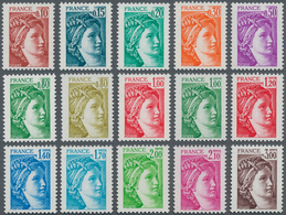 Frankreich: 1977/1978, Definitives 'Sabinerin' Complete Set Of 15 Different Values All WITHOUT PHOSP - Autres & Non Classés