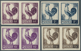 Frankreich - Befreiungskomitee Algier: 1944, Gallic Cock Four Different Values In A Lot With 220 IMP - Andere & Zonder Classificatie