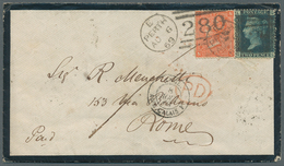 Großbritannien: 1861/1869, Lot Of Three Entires To Italy, E.g. 1856 6d. Lilac, 1856 1s. Green Two Co - Otros & Sin Clasificación