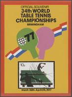 Großbritannien: 1977 Table Tennis Championships Official Souvenir Sheet, Issued With The Permission - Autres & Non Classés