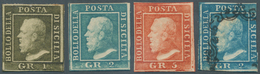 Italien - Altitalienische Staaten: Sizilien: 1859, Lot Of Four Stamps: 1gr., 2gr. And 5gr. Mint And - Sizilien