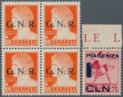 Italien: 1944/1945, Chiefly Mint Lot Of Repubblica Sociale And G.N.R. Overprints, Also Piacenza Loca - Neufs