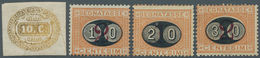 Italien - Portomarken: 1863/1903, Mint Lot Of Eight Stamps: Sass. 1 (oxidated Colour) Certificate E. - Portomarken