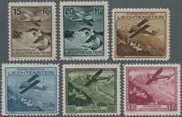 Liechtenstein: 1930, Flugpostmarken ‚Flugzeug über Landschaften‘ Kompletter Satz (6 Werte) Bestand M - Lettres & Documents