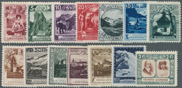 Liechtenstein: 1930, Freimarken ‚Landschaften Und Fürstenpaar‘ Kompletter Satz (14 Werte) Bestand Mi - Lettres & Documents