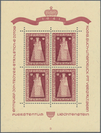 Liechtenstein: 1941, 10 Fr. Madonna Von Dux, Sechs Kleinbogen Postfrisch, Je Zweimal Mit Formnummern - Cartas & Documentos