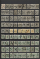 Luxemburg: 1865/1871, Definitives Coat Of Arms" Rouletted Issue, Used Assortment Of 82 Stamps Of All - Briefe U. Dokumente