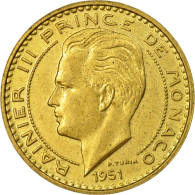 Monnaie, Monaco, Rainier III, 20 Francs, Vingt, 1951, SUP, Aluminum-Bronze - 1949-1956 Francos Antiguos