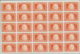 Monaco: 1949, 100th Birth Anniversary, Airmail Stamps 20fr. To 200fr., IMPERFORATE Blocks Of 25, Unm - Ongebruikt