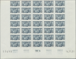 Monaco: 1951, Definitives For Business Cards, 1fr. To 30fr., IMPERFORATE Bottom Marginal Blocks Of 3 - Nuevos