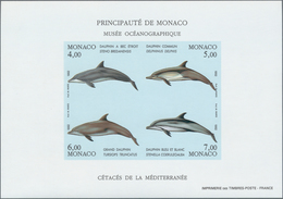 Monaco: 1992, Environmental Protection (Dolphins), Souvenir Sheet IMPERFORATE, Ten Copies Unmounted - Neufs