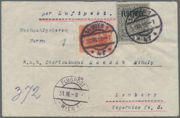 Österreich: 1862-1919, Partie Mit 35 Briefen Und Belegen, Dabei Levante, Flugpost, Einschreiben....e - Autres & Non Classés