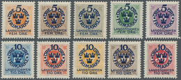 Schweden: 1916, Landstorm I Set Of Ten 2öre Orange To 50öre Carmine In A Lot With 90 Sets Mostly In - Unused Stamps