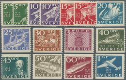 Schweden: 1936, Tercentenary Of Swedish Post Complete Set Of 15 (incl. The Four-side Perf. Stamps) I - Neufs