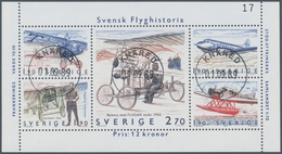 Schweden: 1984, History Of Swedish Aviation Lot With About 240 Miniature Sheets, Fine Used, Mi. Bl. - Nuevos