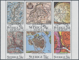 Schweden: 1991, Swedish Maps (1572 To 1989) Set In A Lot With About 700 Complete Booklet Panes All F - Neufs