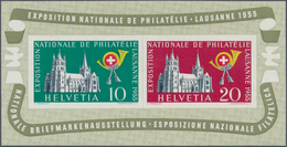 Schweiz: 1955, Blockausgabe Zur Nationalen Briefmarkenausstellung In LAUSANNE Bestand Von 13 Postfri - Otros & Sin Clasificación