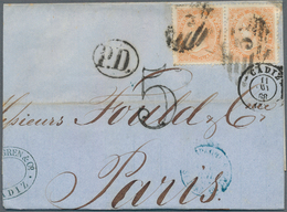 Spanien: 1860/1869, Group With 7 Franked Covers To France, Comprising Single Frankings 12 Cs Carmine - Oblitérés