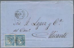 Spanien: 1866/1867, Lot With 76 Franked Domestic Covers With 4 Cs Blue (Mi.74 And 81), I.a. Cover Wi - Oblitérés