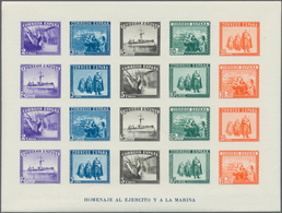 Spanien: 1938, Army And Navy Perforated And IMPERFORATED Miniature Sheets In A Lot With Ten Miniatur - Usados