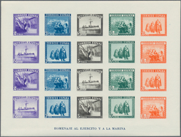 Spanien: 1938, Army And Navy Perforated And IMPERFORATED Miniature Sheets In A Lot With Ten Miniatur - Gebruikt