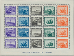 Spanien: 1938, Army And Navy Perforated Miniature Sheet In A Lot With 70 Miniature Sheets Numbered O - Used Stamps