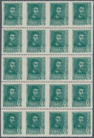 Spanien: 1938, Ferdinand II. 15c. Dark Green (‚Lit. Fournier Vitoria‘) In A Lot With 70 Stamps In Bl - Usados