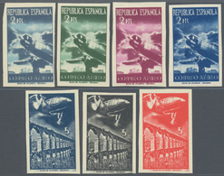 Spanien: 1939, UNISSUED Airmail Stamps With Airplanes 2pta. ‚Ford‘ And 5pta. ‚Douglas DC 2‘ In An In - Oblitérés