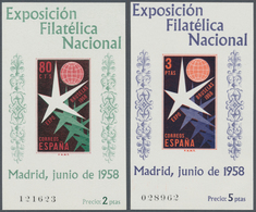 Spanien: 1958, National Stamp Exhibition MADRID Set Of Two Miniature Sheets In A Lot With 30 Complet - Oblitérés