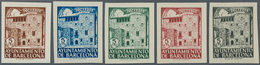 Spanien - Zwangszuschlagsmarken Für Barcelona: 1943, Casa Padellás Set Of Five IMPERFORATE 5c. Stamp - Kriegssteuermarken