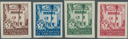 Spanien - Zwangszuschlagsmarken Für Barcelona: 1945, Casa Del Arcediano Set Of Four IMPERFORATE 5c. - Kriegssteuermarken