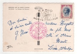 Timbres , Stamps à 15 F Sur Cp , Carte , Postcard Du 29/07/1957  Cachet " Monte Carlo Principauté De Monaco." - Briefe U. Dokumente