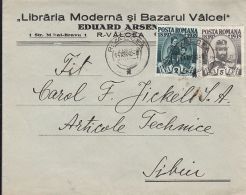 KING CHARLES I AND QUEEN ELISABETH OF ROMANIA STAMPS ON BOOK STORE HEADER COVER, 1940, ROMANIA - Covers & Documents