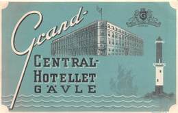 D8532 " GRAND - CENTRAL - HOTELLET  GAVLE" ETICHETTA ORIGINALE - ORIGINAL LABEL - Etiquettes D'hotels