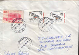 Romania - Letter Circulated In 1998 - The Great Spotted Woodpecker,stamps Pair Vertical - Lettres & Documents