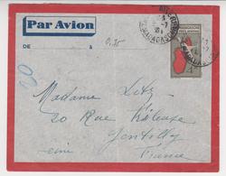 MADAGASCAR /    Par  AVION  Pour FRANCE : GENTILLY  1936 - Lettres & Documents