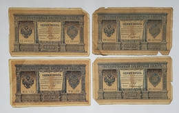 BILLET RUSSIE - EMPIRE RUSSE - P.1 + P. 15  X 3 - 1915 DATE 1898 - LOT DE 4- AIGLE BICEPHALE - SHIPOV 4 VARIANTES - Russie