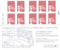 CARNET 3419-C 9 Marianne De Luquet TVP Type II "LES SPECIALITES DE NOS REGIONS" Daté 28.08.03 Produit TRES RARE - Moderne : 1959-...