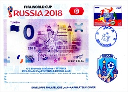 ARGHELIA - Philatelic Cover Tunisia Tunisie FIFA Football World Cup Russia 2018 Banknotes Currencies Mosque Mosques - 2018 – Rusland