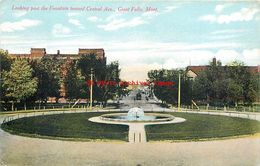 281409-Montana, Great Falls, Central Avenue Past The Water Fountain, Charles E Morris - Great Falls