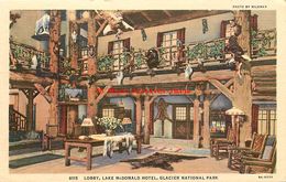 281497-Montana, Glacier National Park, Lake McDonald Hotel, Lobby, Hileman Photo No 8115 By Curteich No 5A-H208 - Autres & Non Classés