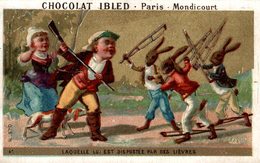 CHROMO CHOCOLAT IBLED LE CHASSEUR ET LES LIEVRES - Ibled