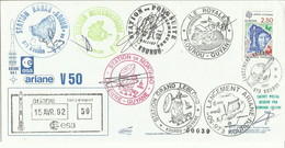 Lancement Fusée ARIANE V50 - 15/04/1992 - Maxi Enveloppe Sites CENTRE SPATIAL GUYANAIS - KOUROU - Europa