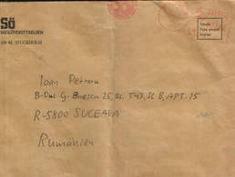 Sweden - Letter Circulated In 1990 From Stockholm To Suceava,Romania - With Automatic Footprint - Machine Labels [ATM]